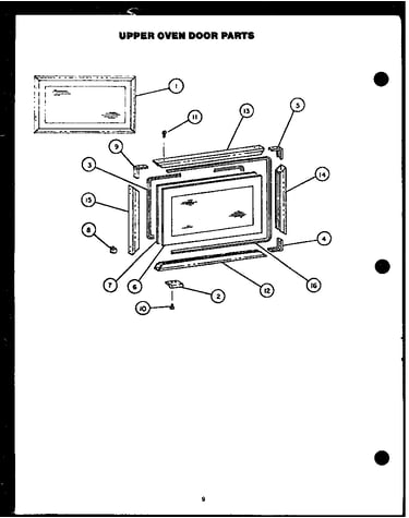 Upper oven door parts