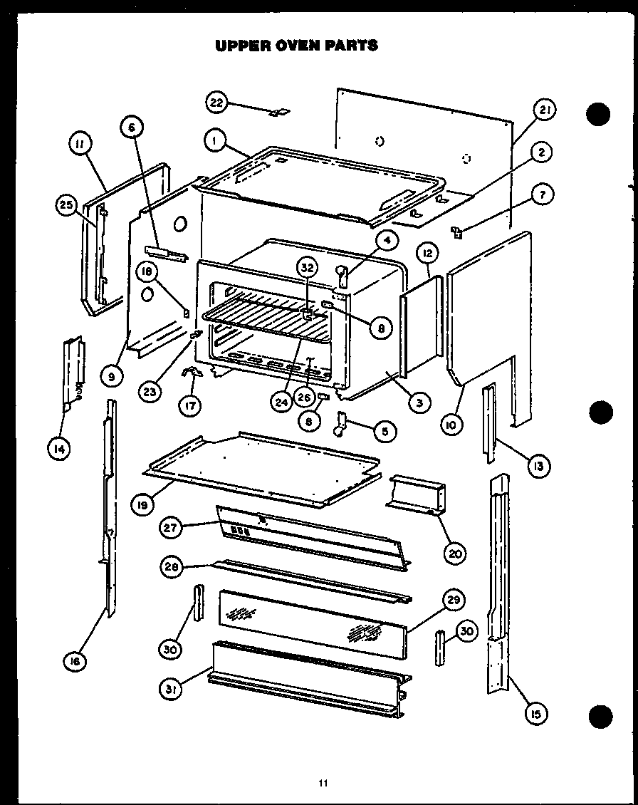 Upper oven parts