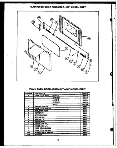 Plain oven door assembly--20" model only (ehd112)