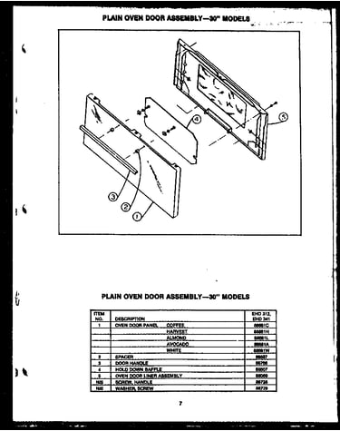 Plain oven door assembly--30" models (ehd312) (ehd341)