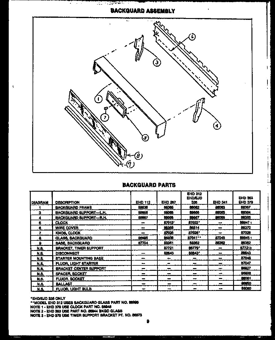 BACKGUARD ASSEMBLY (EHD112) (EHD267) (EHD312) (EHD335) (EHD341) (EHD363) (EHD379) (EJD335)