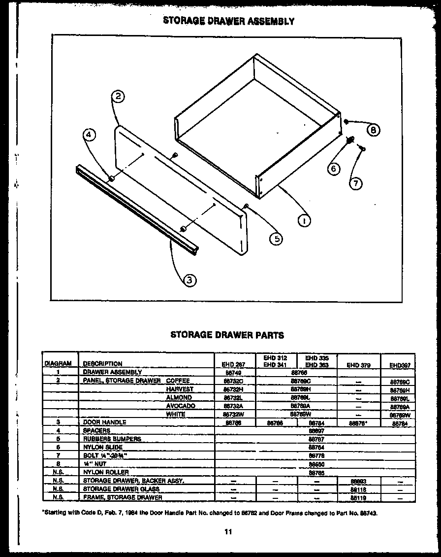 STORAGE DRAWER ASSEMBLY (EHD267) (EHD312) (EHD335) (EHD341) (EHD363) (EHD379) (EHD397)