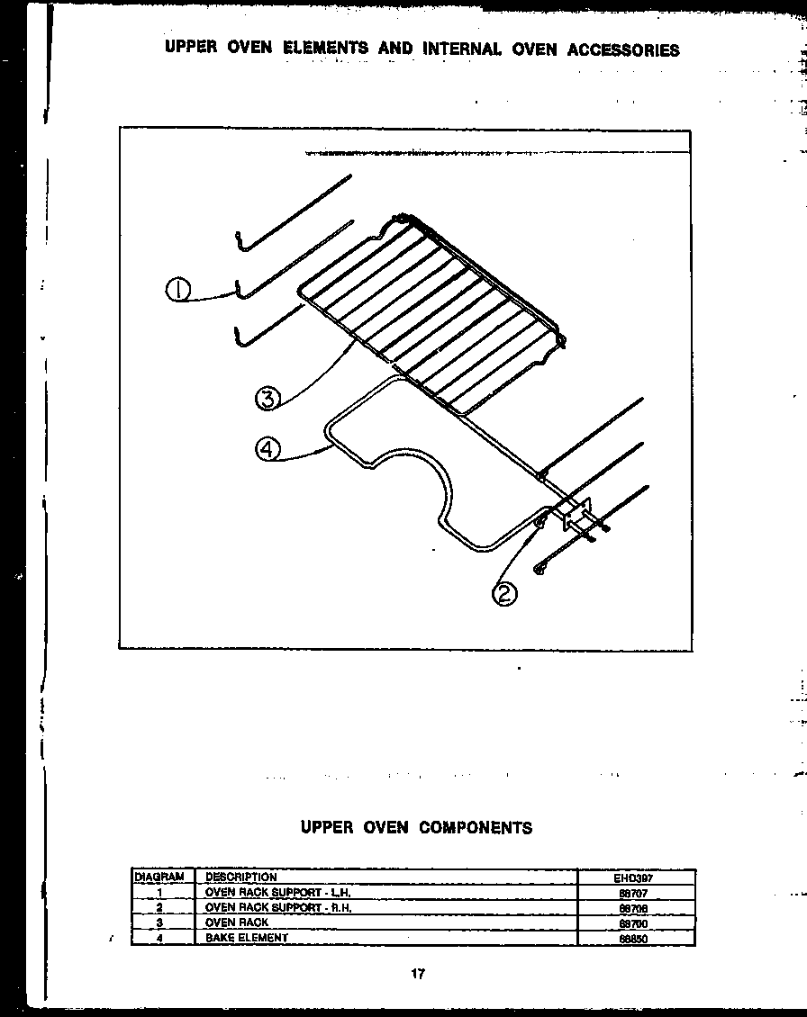 UPPER OVEN ELEMENTS AND INTERNAL OVEN ACCESSORIES (EHD397)