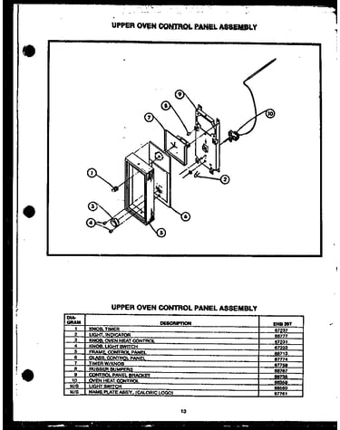 Upper oven control panel assembly (ehb397)