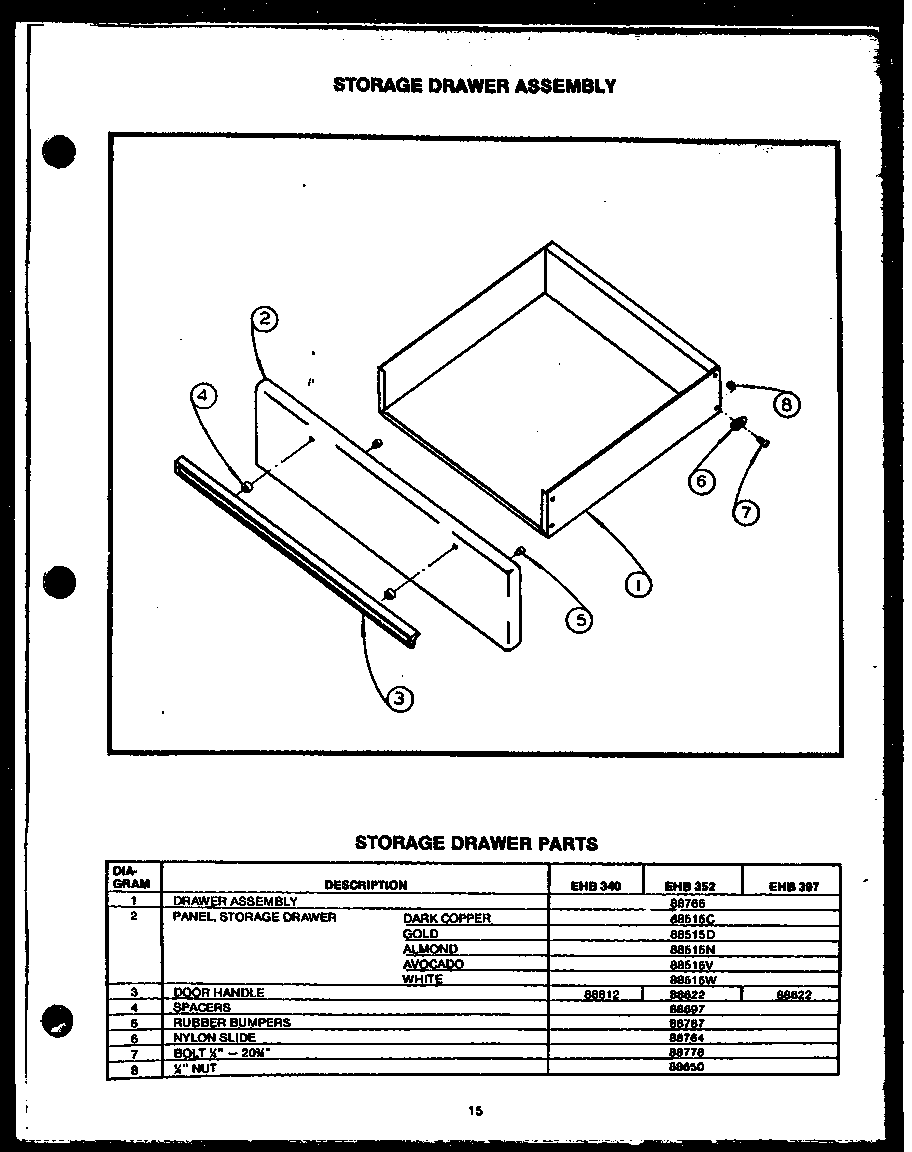 STORAGE DRAWER ASSEMBLY (EHB340) (EHB352) (EHB397)