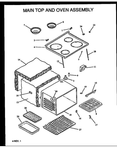 Main top and oven assembly