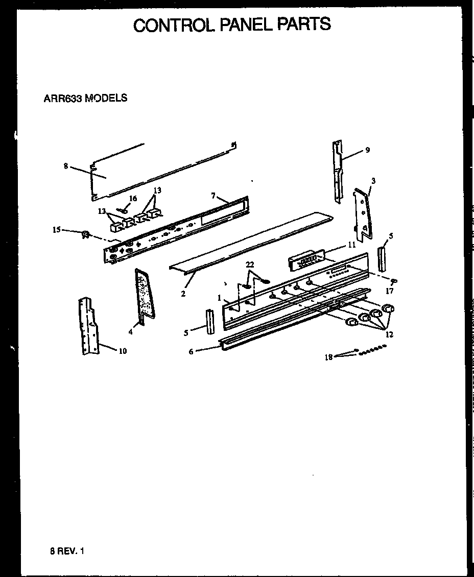 CONTROL PANEL PARTS (ARR633E/P1157907SE)