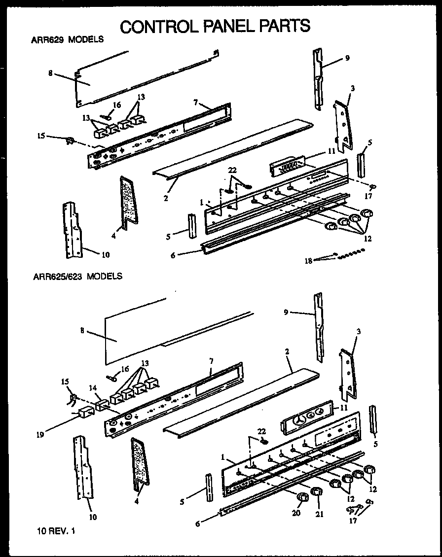 Control panel parts (arr623l/p1130983nl) (arr623w/p1130983nw) (arr625w/p1130970nw) (arr625w/p1130960nw) (arr625l/p1130970nl) (arr625l/p1130960nl) (arr629l/p1130961nl) (arr629w/p1130961nw)