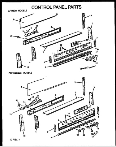 Control panel parts (arr623l/p1130983nl) (arr623w/p1130983nw) (arr625w/p1130970nw) (arr625w/p1130960nw) (arr625l/p1130970nl) (arr625l/p1130960nl) (arr629l/p1130961nl) (arr629w/p1130961nw)