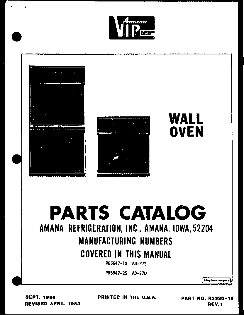 CONTROL PANEL SECTION (AO-27SB/P85547-7S)