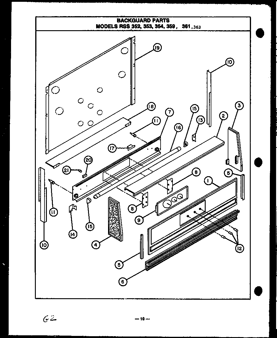 Backguard parts models rss 352 (rss352) (rss353) (rss354) (rss359) (rss363) (rss361)
