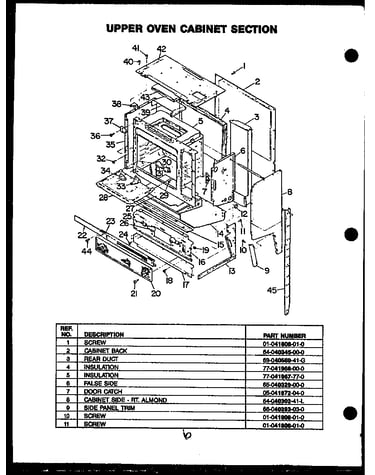 Upper oven cabinet section