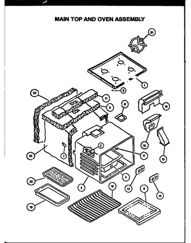 Main top/oven assembly