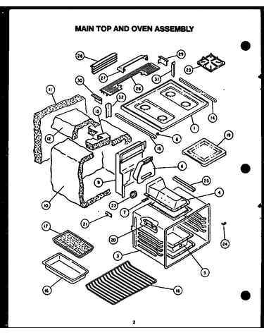 Main top and oven assembly