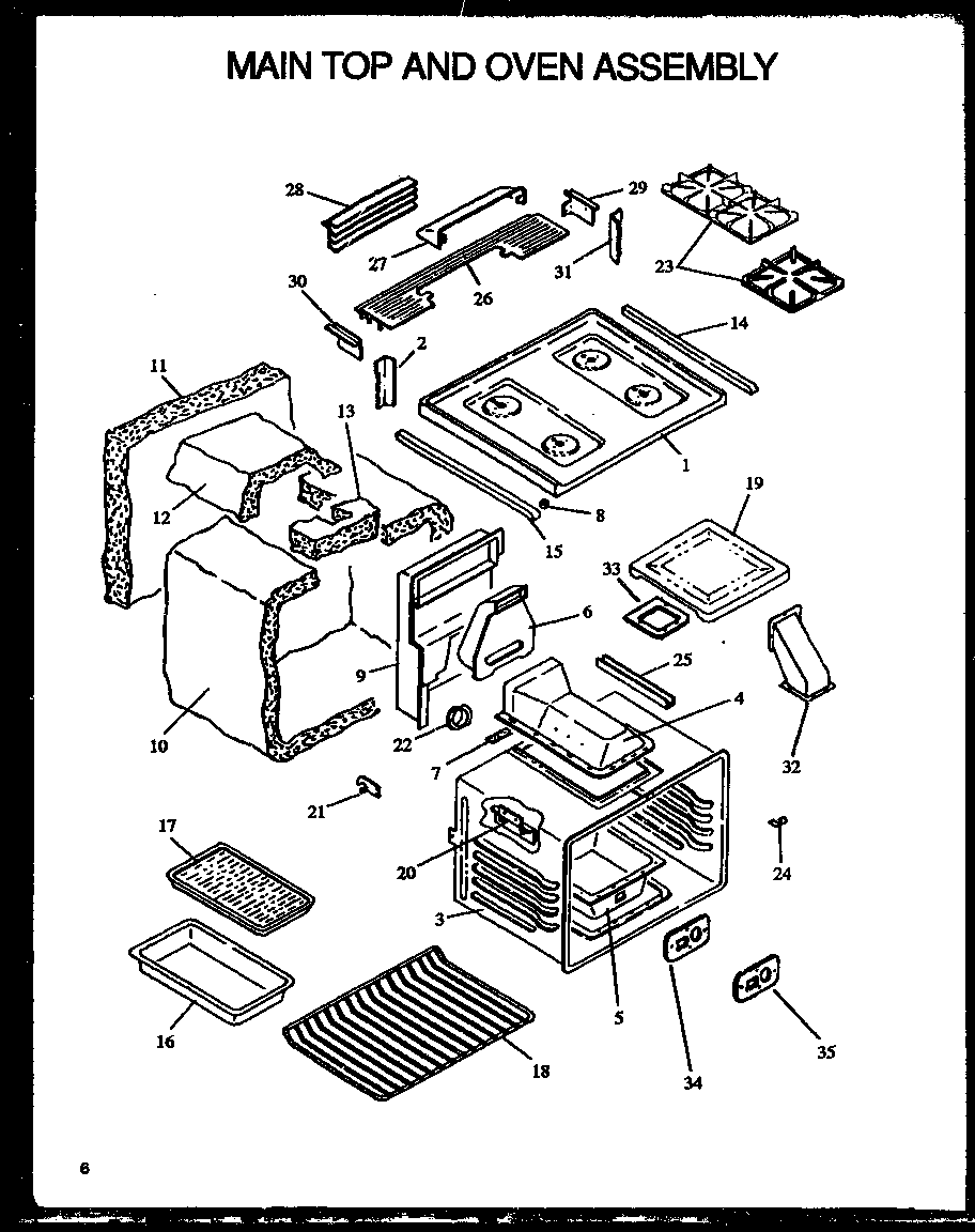 MAIN TOP AND OVEN ASSEMBLY (AGS745WW/P1130733N) (AGS745WW1/P1130733WW) (AGS745E1/P1130741N) (AGS745E/P1113903S) (AGS745E/P1113901S) (AGS745W/P1113904S) (AGS745W/P1113902S) (AGS743W/P1155903W) (AGS743W/P1155903S) (AGS743L/P1155904S)