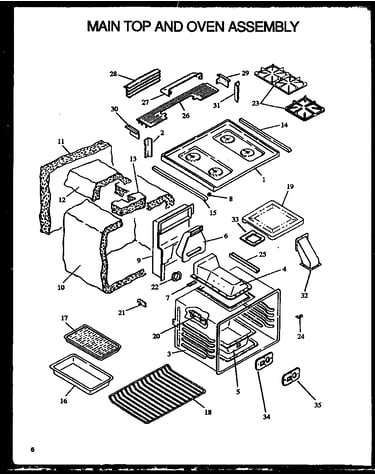 Main top and oven assembly (ags745ww/p1130733n) (ags745ww1/p1130733ww) (ags745e1/p1130741n) (ags745e/p1113903s) (ags745e/p1113901s) (ags745w/p1113904s) (ags745w/p1113902s) (ags743w/p1155903w) (ags743w/p1155903s) (ags743l/p1155904s)