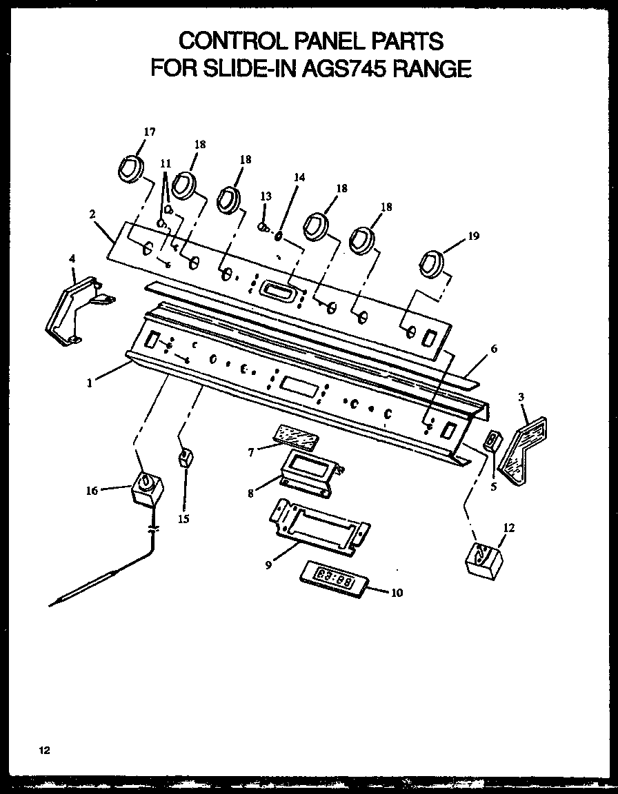 CONTROL PANEL PARTS FOR SLIDE-IN AGS745 RANGE (AGS745WW/P1130733N) (AGS745WW1/P1130733WW) (AGS745E1/P1130741N) (AGS745E/P1113903S) (AGS745E/P1113901S) (AGS745W/P1113904S) (AGS745W/P1113902S)