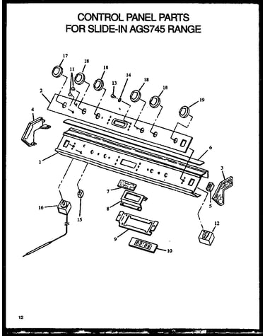 Control panel parts for slide-in ags745 range (ags745ww/p1130733n) (ags745ww1/p1130733ww) (ags745e1/p1130741n) (ags745e/p1113903s) (ags745e/p1113901s) (ags745w/p1113904s) (ags745w/p1113902s)