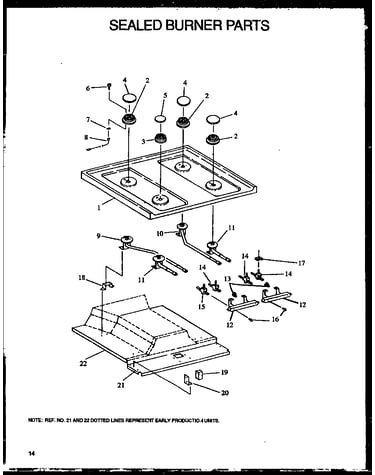 Sealed burner parts