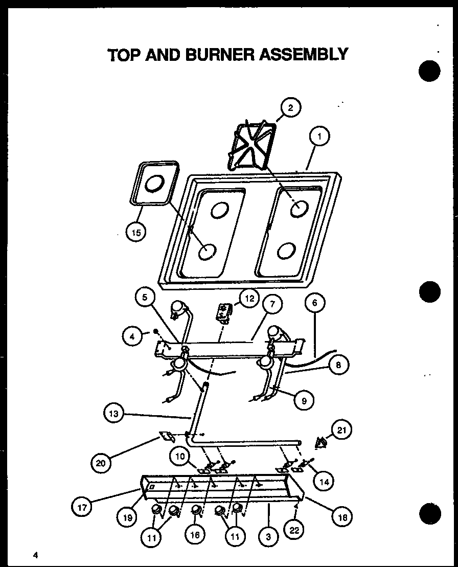 Top and burner assembly