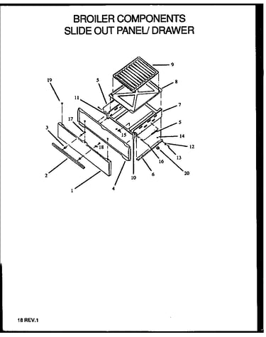 Broiler components slide out panel/drawer