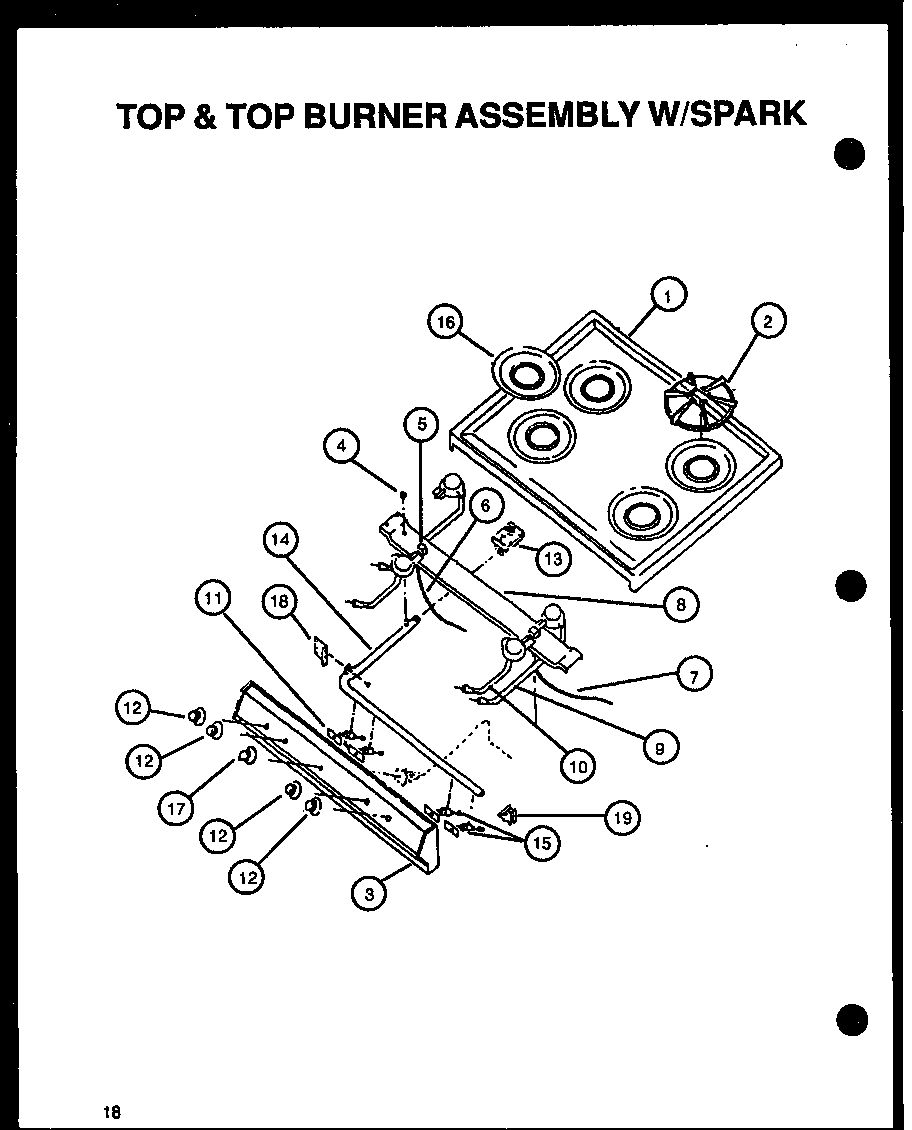 TOP & TOP BURNER ASSEMBLY W/SPARK (CBK26DBY) (CBK26FCY)