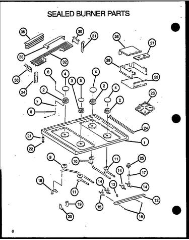 Sealed burner parts