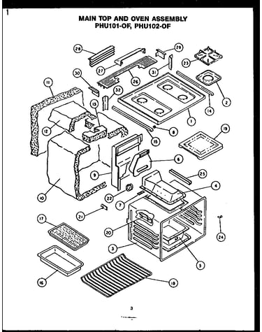 Main top and oven assembly