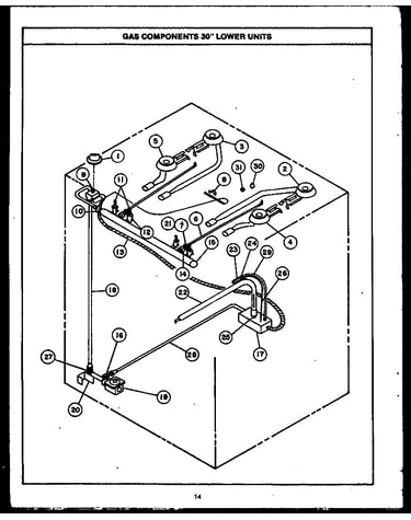 Gas components 30" lower units (rlr340) (rmr340) (rmr345) (rlr359) (rmr359) (rlr364) (rmr364) (rlr395) (rmr395) (rlr398) (rmr398)