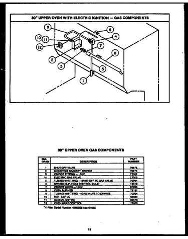 30" upper oven with electric ignition - gas components