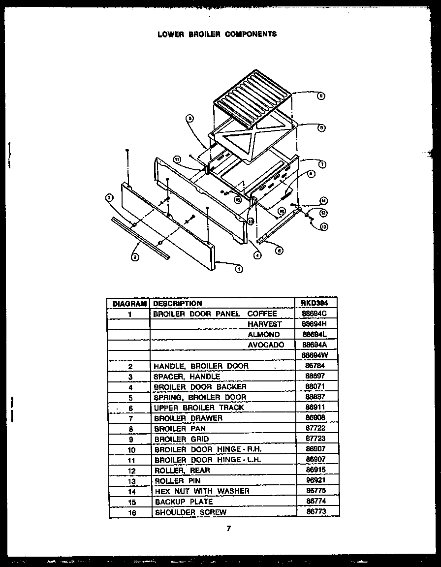 Lower broiler components