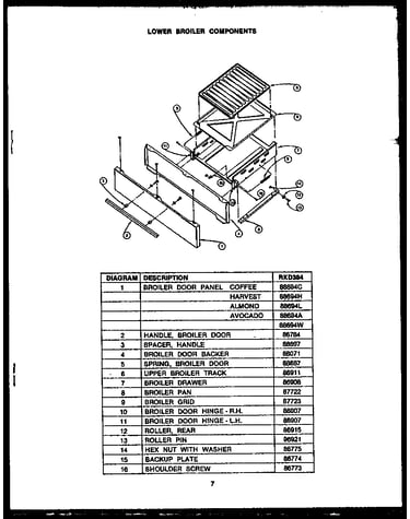 Lower broiler components