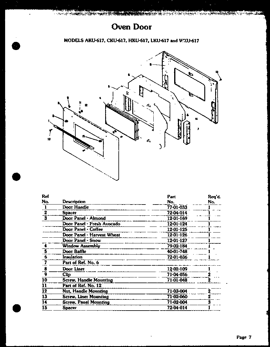 Oven door (aku-617) (cku-617) (hku-617) (lku-617) (wku-617)