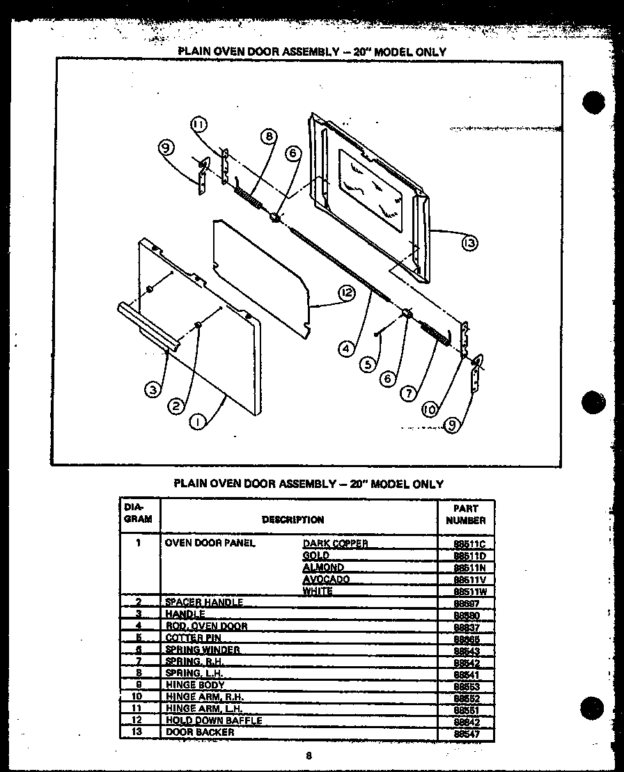 PLAIN OVEN DOOR ASSEMBLY (RLA312) (RMA312) (RLA313) (RMA313) (RLA314) (RMA314) (RLA315) (RMA315) (RLA335) (RMA335) (RLA319) (RMA319) (RLA339) (RMA339) (RLA393) (RMA393) (RLA395) (RMA395) (RLA112) (RMA353) (RMA366) (RLA612) (RMA668) (RMA397)