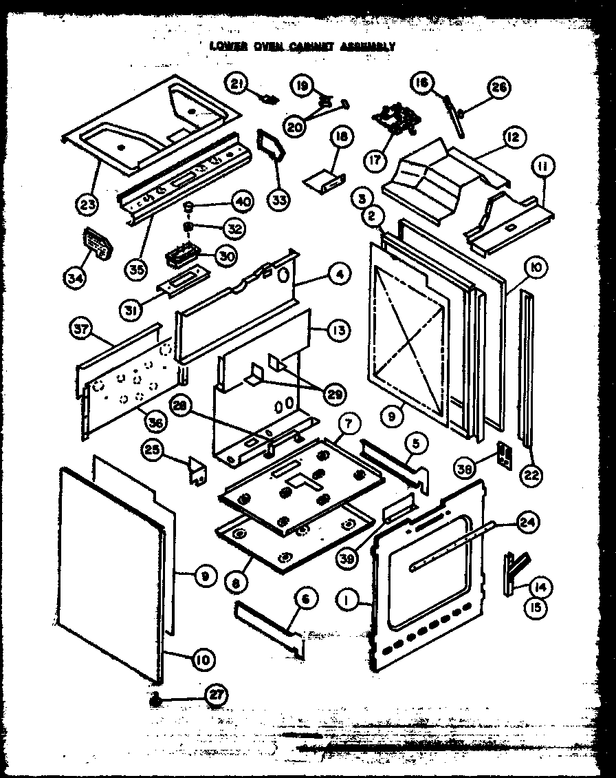 Lower oven cabinet assembly