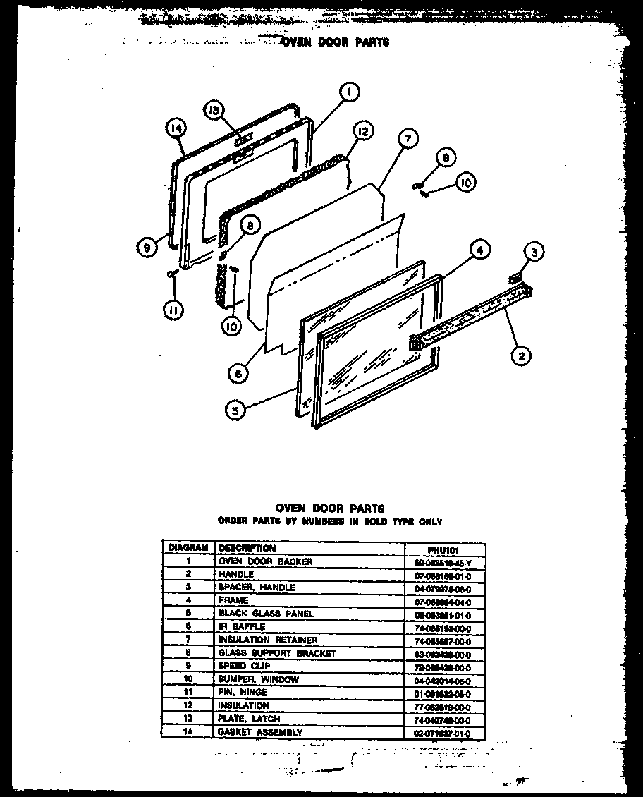 Oven door parts