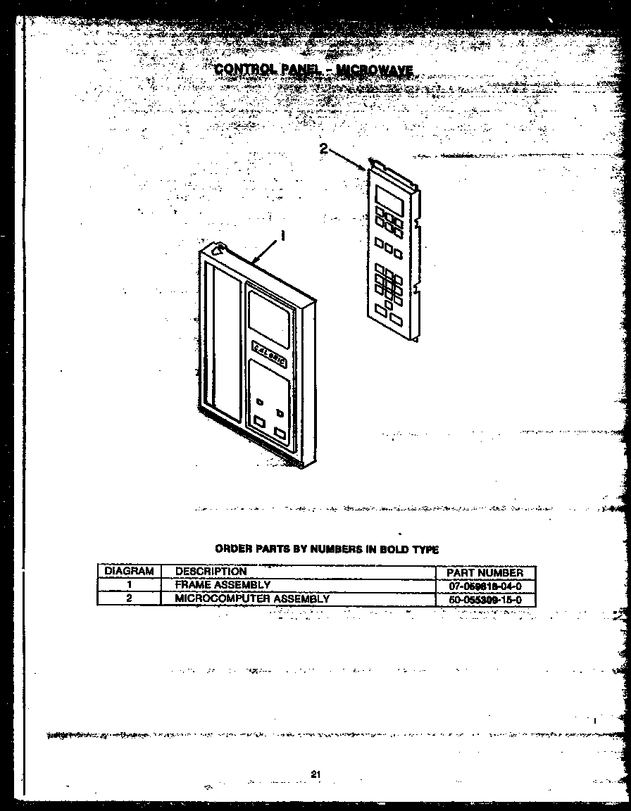 CONTROL PANEL - MICROWAVE