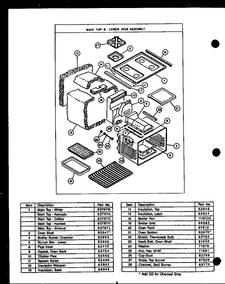 MAIN TOP/LOWER OVEN ASSEMBLY