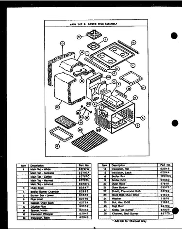 Main top/lower oven assembly