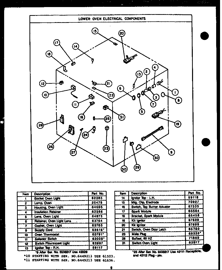 LOWER OVEN ELECTRICAL COMPONENTS