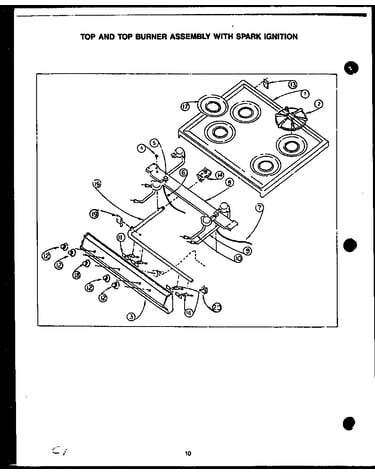 Top and top burner assembly with spark ignition (gak39aa) (sak39aa) (gak39da) (sak39da) (gbk39aa) (sbk39aa) (gbk39fa) (sbk39fa)