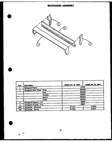 Backguard assembly (gal39aa) (sal39aa) (gap39aa) (sap39aa) (gak39aa) (sak39aa) (gbl39aa) (sbl39aa) (gbp39aa) (sbp39aa) (gbk39aa) (sbk39aa)