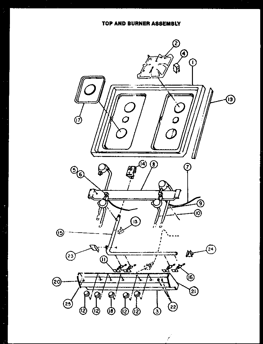 TOP AND BURNER ASSEMBLY (RLT-356) (RLT-359) (RLT-370) (RMT-370) (RLT-371) (RMT-381)