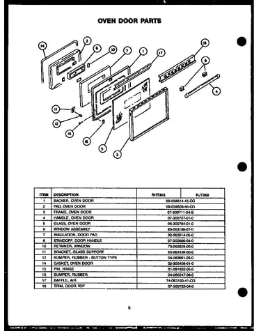 Oven door parts