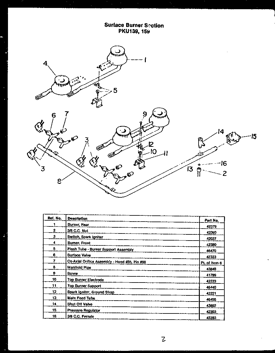 Surface burner section