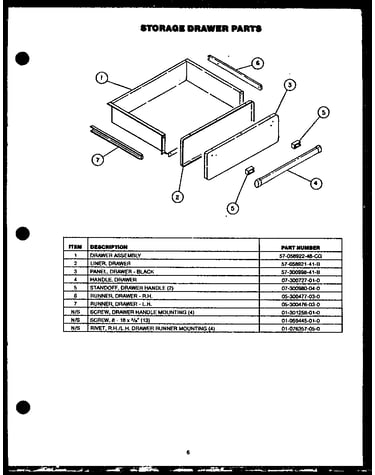 Storage drawer parts