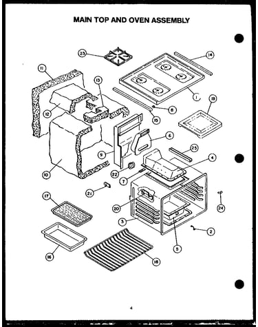 Main top and oven assembly