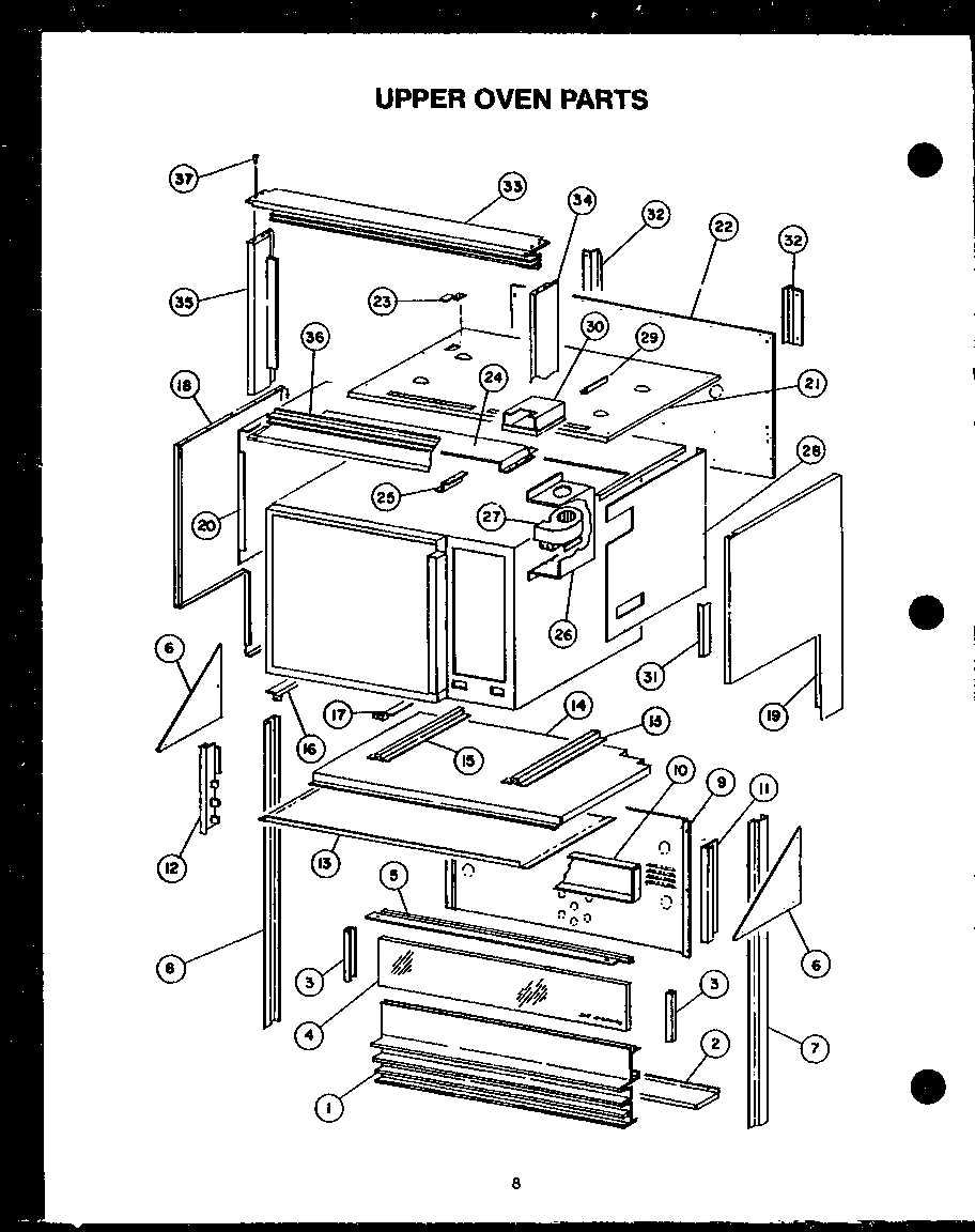 Upper oven parts