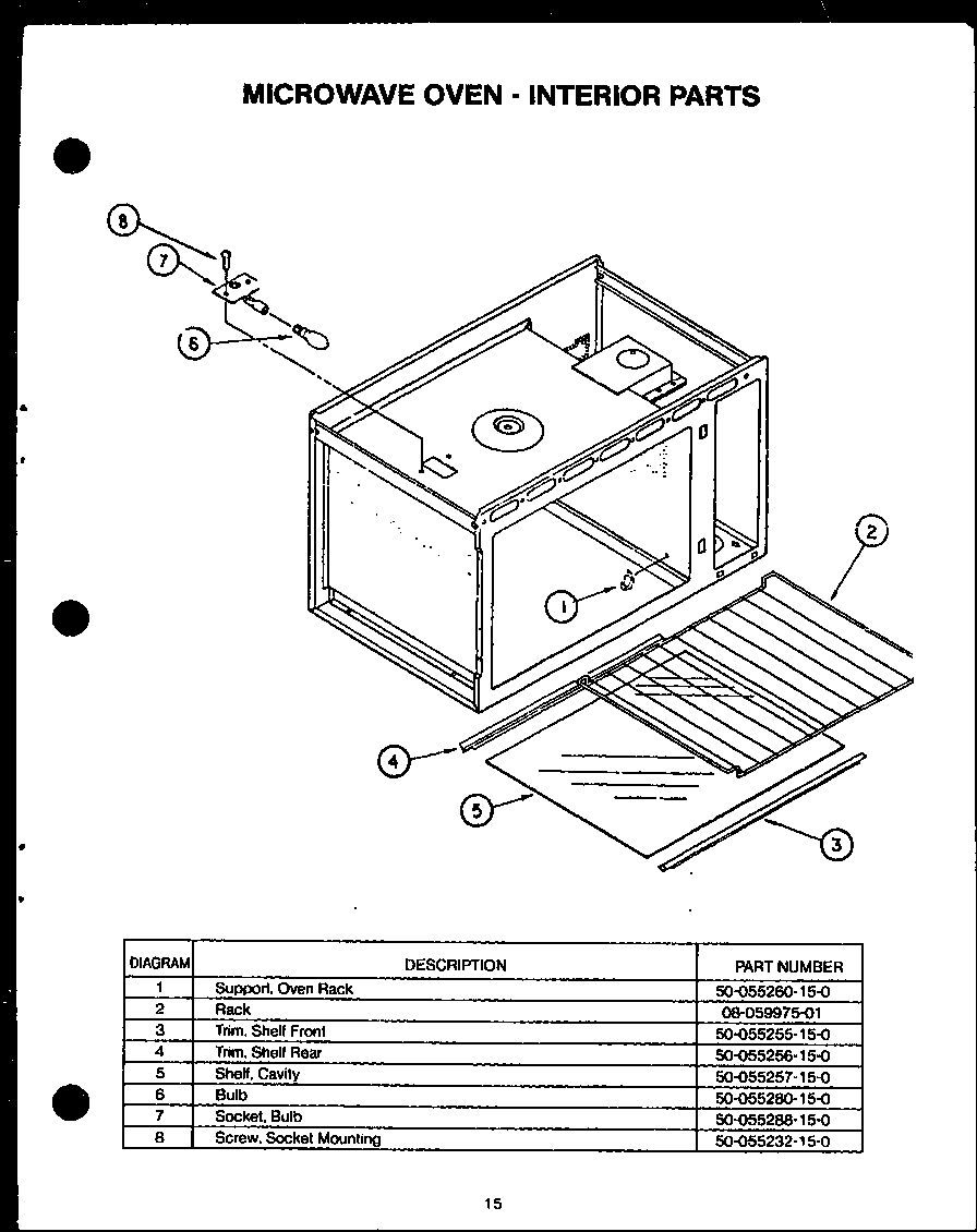Microwave oven - interior parts