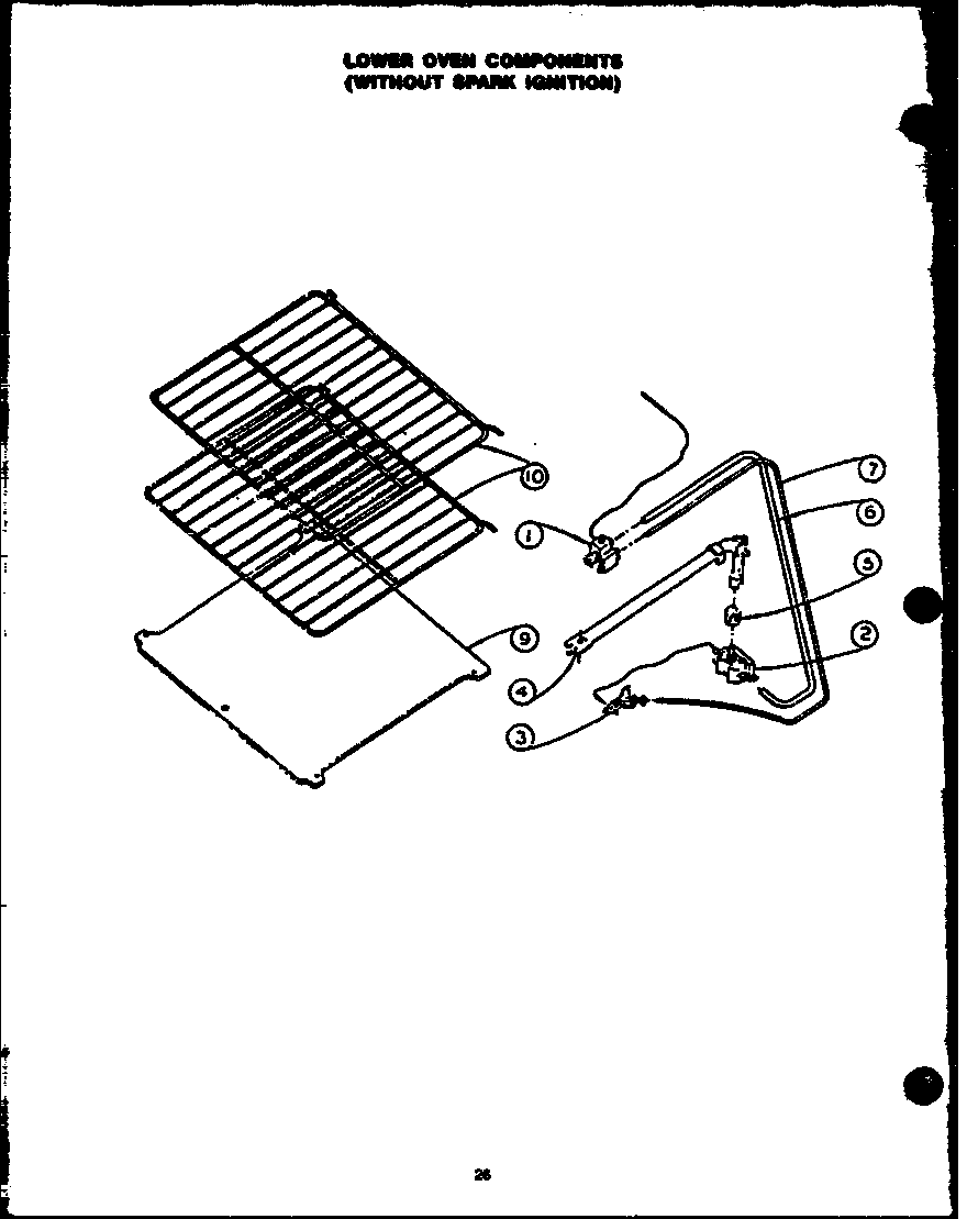 LOWER OVEN COMPONENTS (WITHOUT SPARK IGNITION) (GBP22AA) (SBP22AA) (GBP22AA0PU) (SBP22AA0PU) (GBP24AA) (SBP24AA) (SBP24CB) (GBP24CB) (GBP24CC) (SBP24CC)